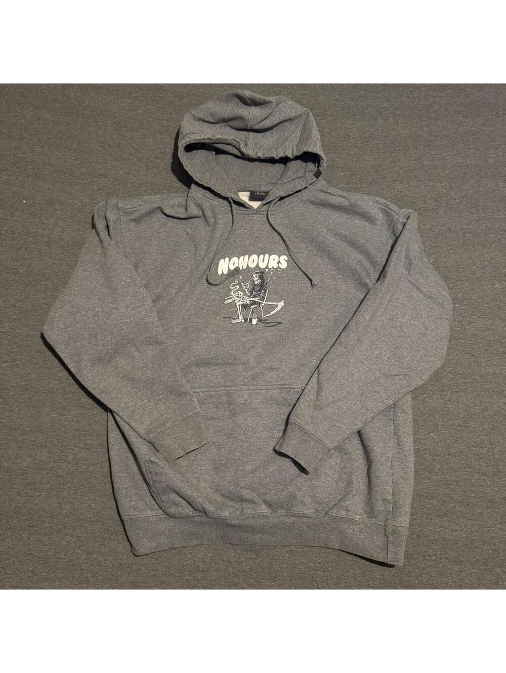 Grey nohours skateboard hoodie size XL #skateboard #hoodie